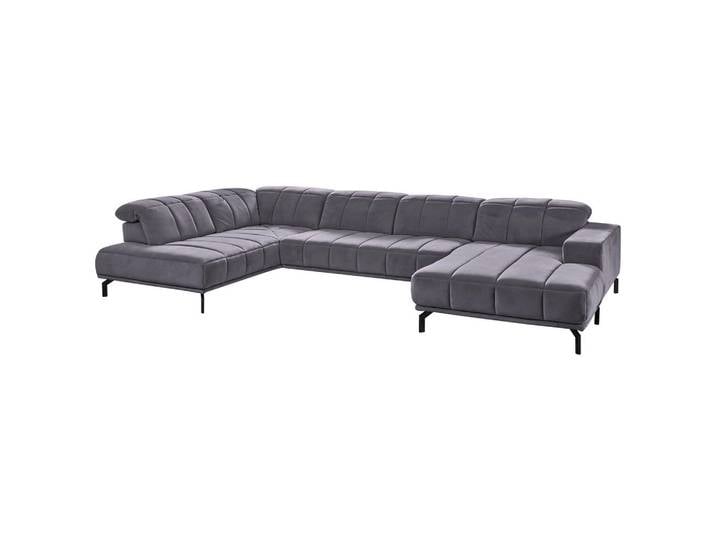 Beldomo Style Wohnlandschaft, Anthrazit, Metall, 5-Sitzer, U-Form, 383x219 cm, Goldenes M, Typenauswahl, Fußauswahl, Stoffauswahl, seitenverkehrt erhältlich, Hocker erhältlich, Wohnzimmer, Sofas & Couches, Wohnlandschaften, Wohnlandschaft U-Form