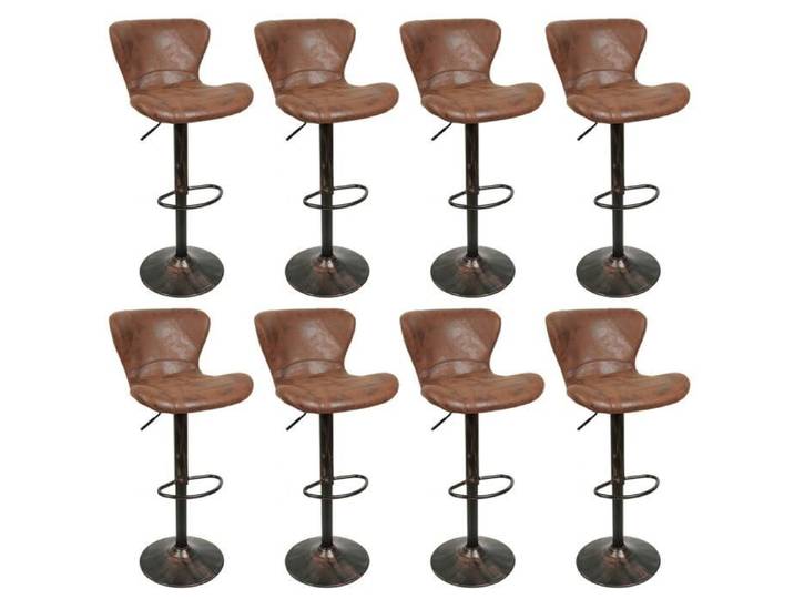 Tabouret de bar en cuir - QIFAshma - Lot de 8 - Hauteur réglable - Pivotant à 360°