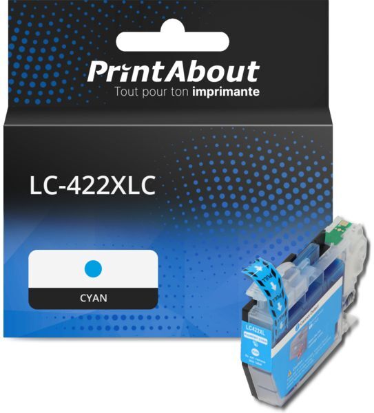 PrintAbout Cartouche compatible Brother LC-422XLC - Cyan - Grande capacité Cyan