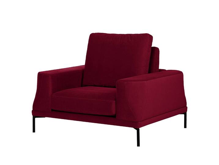 Fauteuil XXL Rouge/Rouge Bordeaux Velours Vaia 125 x 95 x 110cm