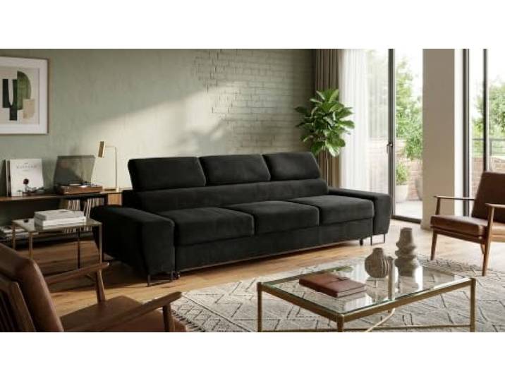 Family Meble Sofa Savio Aura 3-Sitzer mit Schlaffunktion – Schwarz – 31