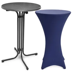 STEHTISCH Bellini Ø 80cm Grau mit Stella Stehtischhusse Ø 80cm Blau