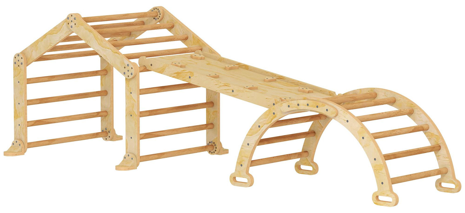 AIYAPLAY 9-in-1 Indoor Klimstructuur met hellingbaan, glijbaan, ladder en schrijftafel