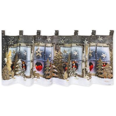 Scheibengardine DELINDO LIFESTYLE "Winterlandschaft" Gr. 1, bunt (mehrfarbig), B:120cm H:45cm, Microfaser, Polyester, Gardinen, mit Schlaufenaufhängung, für die Küche