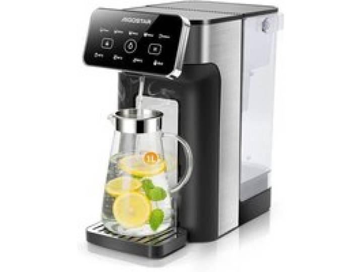 Aigostar Distributeur d’Eau Chaude 3L Inox Chauffage Instantané 4 Temp.(45-100 °C) 5 Volumes 100-1000ml Écran Tactile
