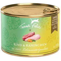 Terra Felis 200 Gramm Katzennassfutter 12 x 200 Gramm Rind & Kaninchen