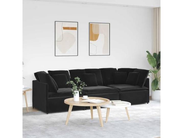HEFZGDB Modulares Sofa mit Kissen Samt Schwarz – Elegantes Design und außergewöhnlicher Komfort für Ihren Wohnbereich, weiche Samtpolsterung mit atmungsaktiver Schaumstofffüllung