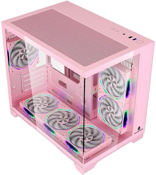 Gehäuse für Desktop-Computer (Mid-Tower) - Seitenteil aus gehärtetem Glas, Rosa