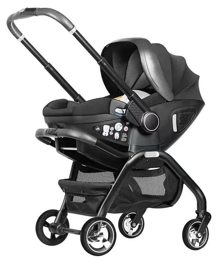 Kinderwagen - S366 4-in-1 Kombikinderwagen - Babyschale - Faltbar - Wendbar - Liegefunktion - Leicht - Schwarz