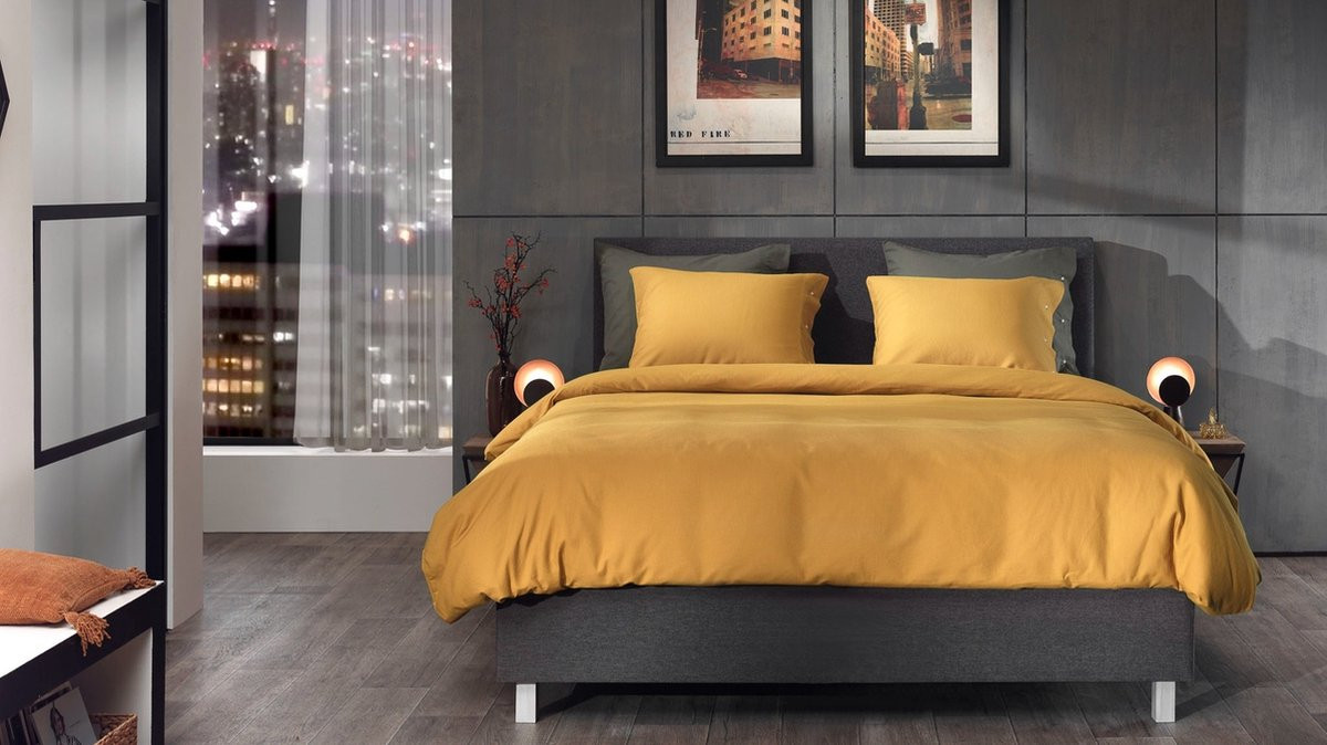 Yellow Cialda Dekbedovertrek Lits-Jumeaux Tweepersoons Ochre Gold 240 x 220 cm