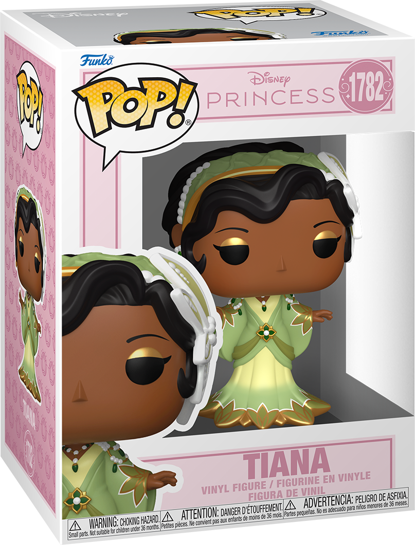 Funko Pop! Disney Princess Tiana Grand Entrance Vinyl Figure #1782, pale green and gold, 16 cm x 11.5 cm x 9 cm, Funko Collectible