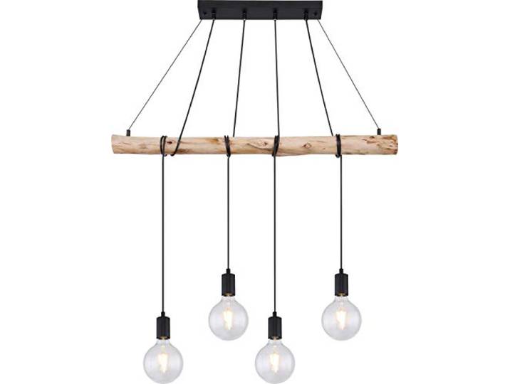 Hängeleuchte Pendellampe Esstischleuchte Hängelampe Holzbalken höhenverstellbar, natur schwarz, verstellbar Wickeln der Kabel, 4x E27, LxBxH 90x7x120 cm