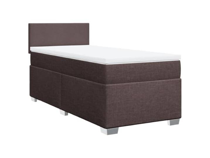 PUGYNBK Boxspringbett, 100 x 200 cm, Dunkelbraun Taschenfedern, waschbarer Matratzenschoner, Kopfteil, robuste Beine, Lattenrost