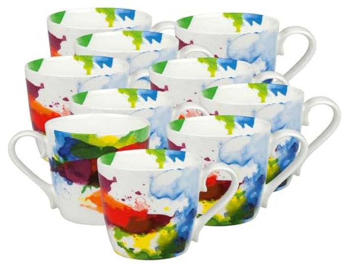 10er SET KÖNITZ 1120571694 Becher 450 ml - On Colour - FLOW aus Bone China Porzellan/Designbecher