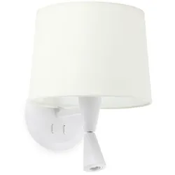 Faro Wandleuchte CONGA E27, IP20, mit Leser 3W, 3000K, 280lm, weiß FAR-64308-01