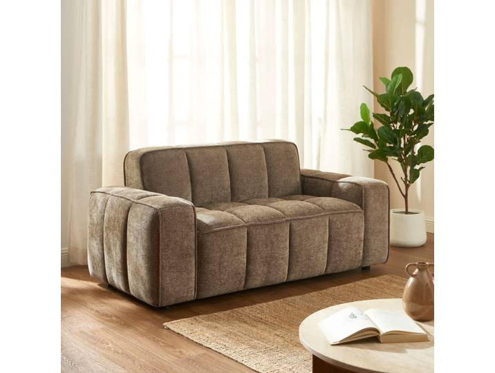 Canapé 2 places tissu chenille marron