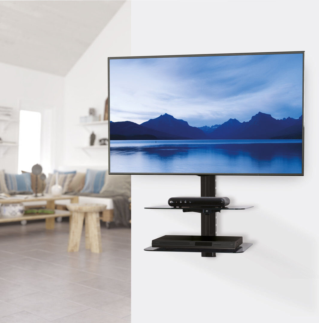 Symple Stuff All In One Tilt & Turn Tv Wall Mount For TVs Up To 47" With Av Shelving Black 70cm H X 43cm W