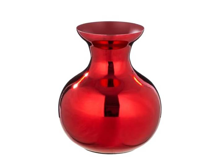 GILDE Vase Kyoto en Fer\, bombé\, Brillant\, Rouge\, Hauteur 25 cm x Ø 22 cm