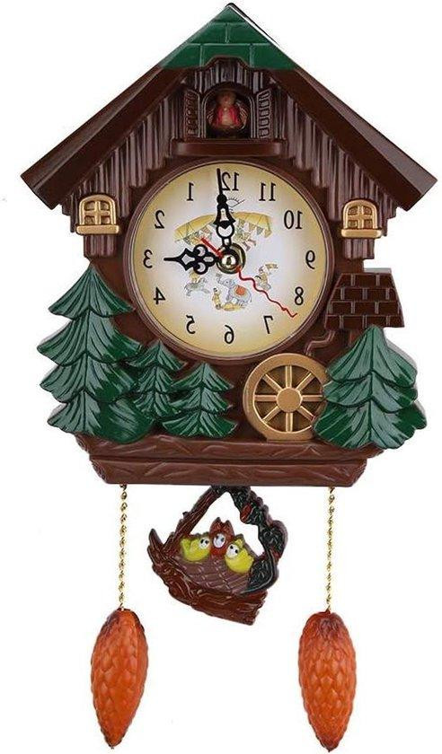 TIIYEE Analoge Wandklok Vogel - Koekoeksklok Decoratie - Bruin