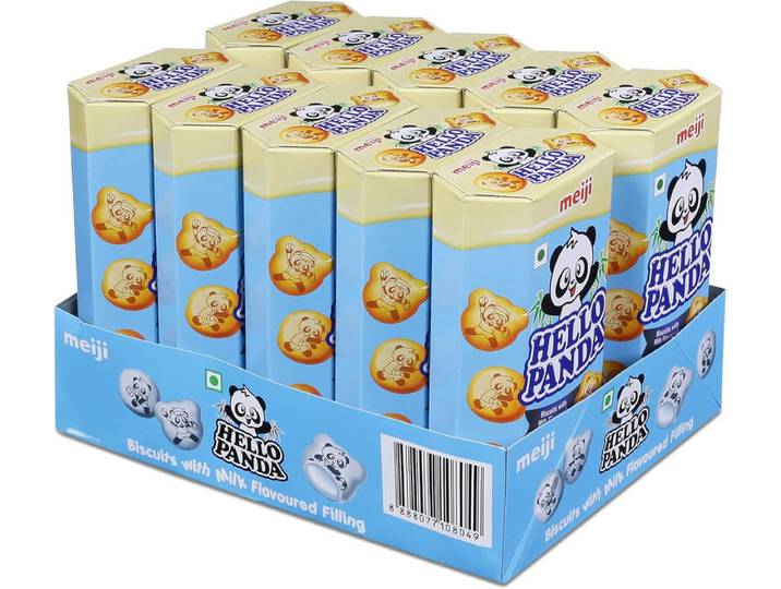 Meiji Hello Panda Biscuits fourrés à la crème au lait onctueuse 10 x 47g