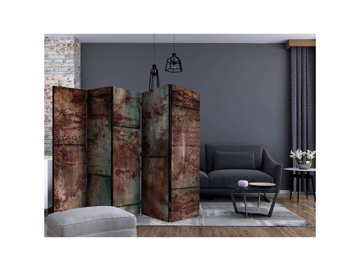 Paravent Dark Metal Sheet Polaire Marron 225 x 172 x 3cm