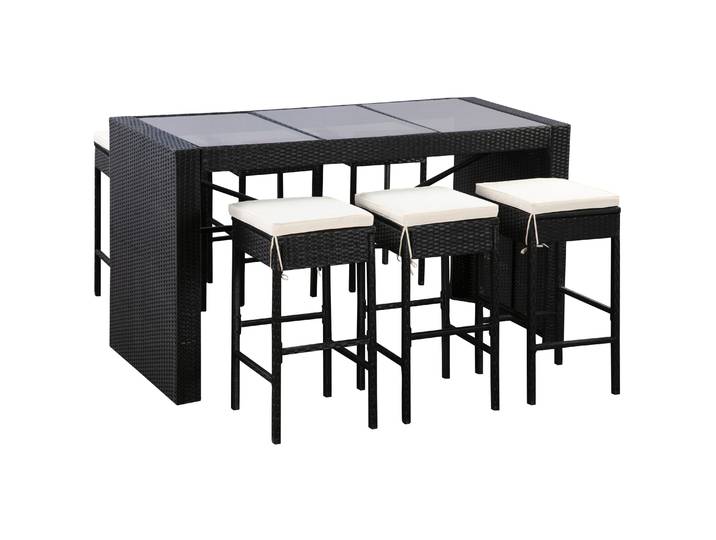 Rattan Bar Set MODENA schwarz