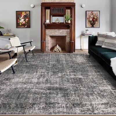 Garvee Antique Distressed Floral Tiles Area Rug