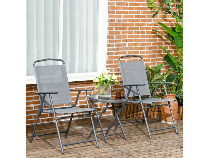 Outsunny Ensemble Bistrot Pliable Jardin Extérieur Gris Clair