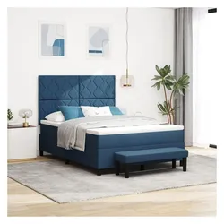 vidaXL, Boxspringbett, Boxspringbett mit Matratze & Bank Blau 160x200 cm Stoff (160 x 200 cm)