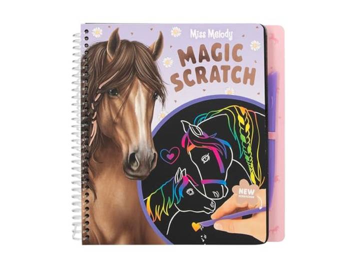 Depesche 13267 Miss Melody - Magisch Krabboek, krasboek met coole paardenmotieven om in te krassen, met kleurverloop