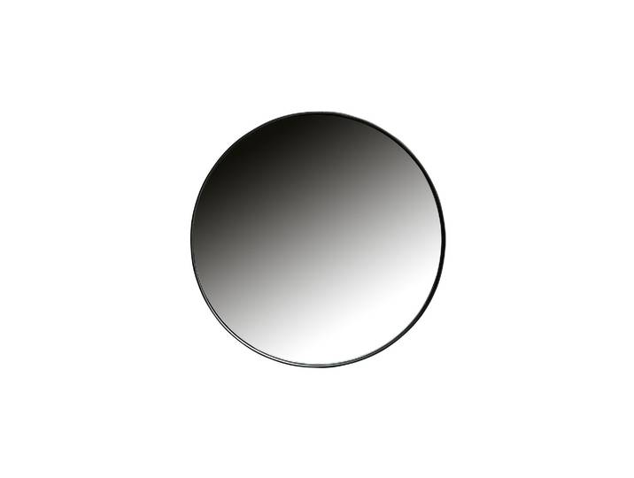 Petit miroir rond en métal noir, bord tôle laminée, miroir de sal