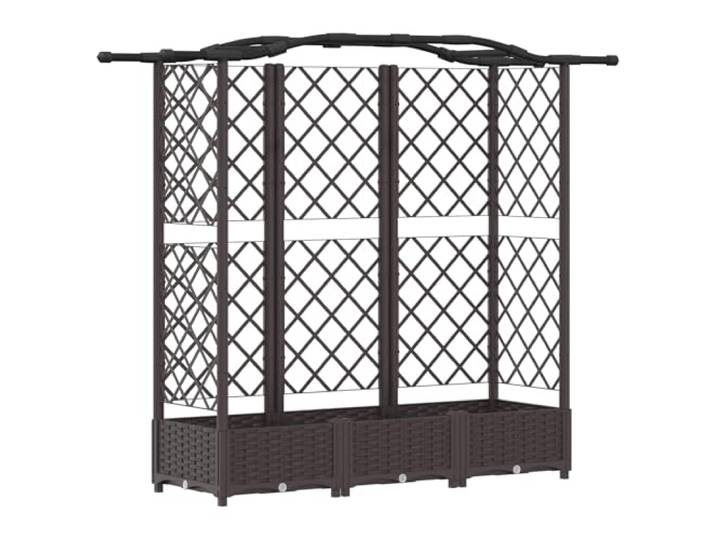 RJPLMFV Hochbett mit Gitter und Dach braun 163 x 40 x 123 cm PP Integrierte Drainage, Feuchtigkeitsbehälter, einfache Montage, einfache Pflege, für Kletterpflanzen