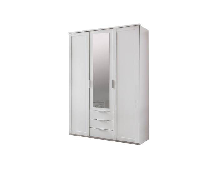 Kleiderschrank mit Spiegel weiß 135 cm - 3-türig - NADJA