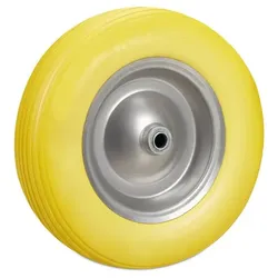 Relaxdays 4 x Schubkarrenrad Vollgummi gelb-grau Gelb,Grau