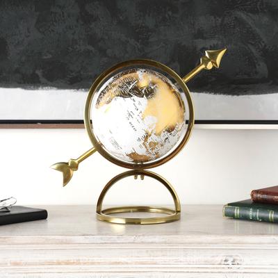 ARCILLA ELEMENTAL Gold Aluminum Metal Globe with White Center
