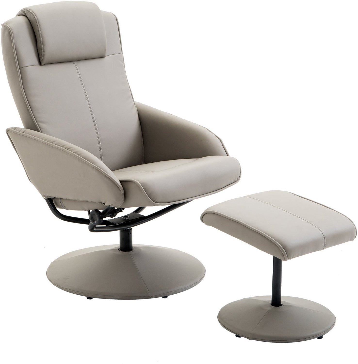 Moderne relaxfauteuil met bijpassende voetensteun en kunstlederen bekleding, grijs - B/D/H: 71 x 78 x 101 cm