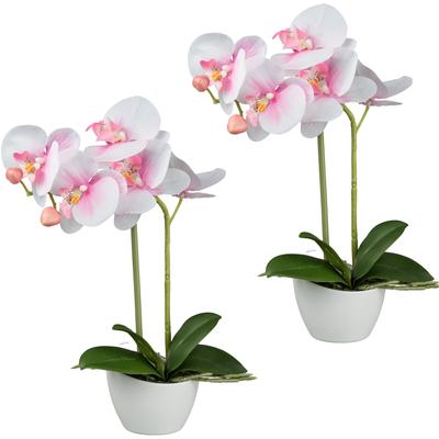 Kunstorchidee CREATIV GREEN "Orchidee Phalaenopsis", rosa, H:33cm, Kunststoff, Kunstpflanzen, im Design-Topf