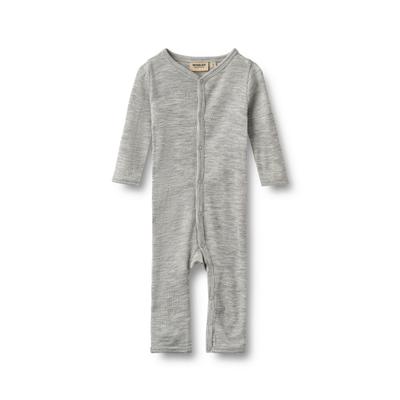 Jumpsuit WHEAT "WHEAT Jumpsuit Dusty", Kinder, Gr. 74, grau (melange grau), 100% Baumwolle (Bio), unifarben, normal, Rundhals, Overalls Jumpsuit