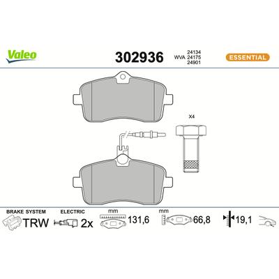 VALEO Bremsbelagsatz, Scheibenbremse Vorderachse 302936 für KAWEI AUTO Peugeot