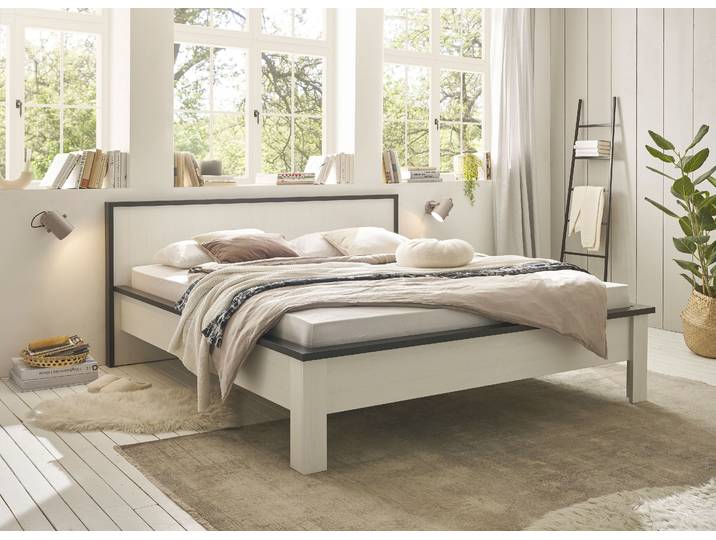 Einzelbett HOME AFFAIRE SHERWOOD Liegefläche 90/140 oder 180x200 cm , weiss (pinie weiß dekor), B:200cm H:93cm L:213cm, Betten, Einzelbett, aus FSC-zertifiziertem Holzwerkstoff, rustikaler Landhausstil