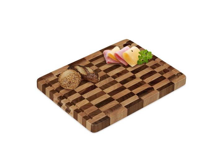 Relaxdays Schneidebrett Braun Akazienholz Saftrille 40x30 cm, Mehrfarbig, Holz, 40x30 cm, Küchenzubehör, Schneidebretter