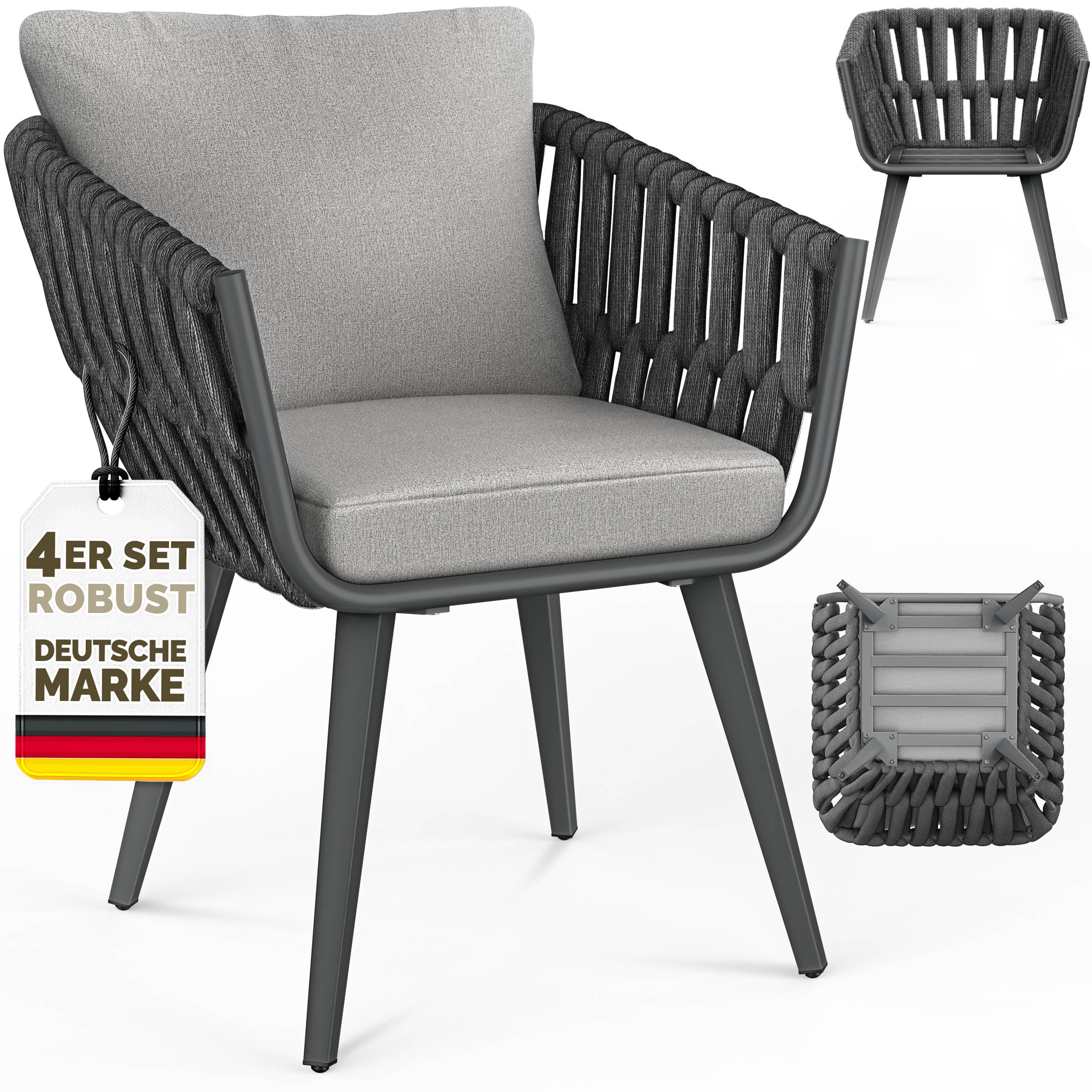 tillvex Gartenstuhl 4er Set Wetterfest mit Armlehne | Outdoor Stühle bis 160kg belastbar | Gartenstühle UV-beständig | Terrassenstuhl Sessel Gartenmöbel Terrasse Balkon Garten