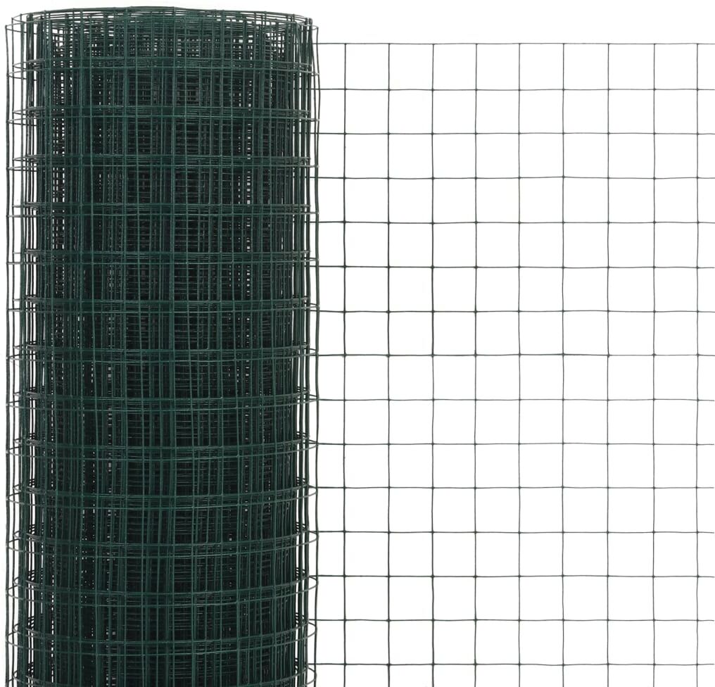 vidaXL Cerca arame galinheiro 25x0,5 m aço c/ revestimento PVC verde Verde