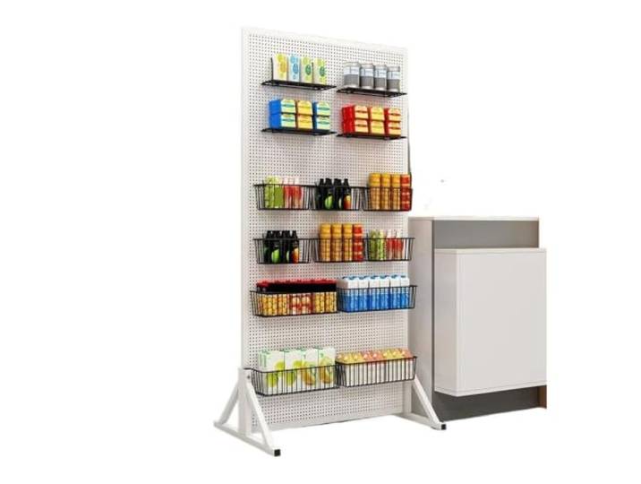 Gitterwand Paneele Turm Mobiler Boden-Stecktafel-Präsentationsständer Schmuck-Werkzeug-Organizer, Aufbewahrungsregal, Lenkrollen, weiß, 30 x 100, 60 x 120, 60 x 150, 40 x 100 cm(60 150CM)