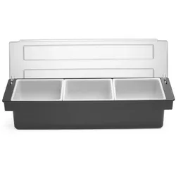 6x Zutatenbehälter – 3 Fächer,BarUp,Schwarz,480x150x(H)100mm