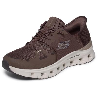 Slip-On Sneaker SKECHERS "GLIDE-STEP PRO", Damen, Gr. 35, Textil, braun (dunkelbraun), Schuhe, Slipper, Freizeitschuh, Halbschuh mit Handsfree Slip Ins Funktion