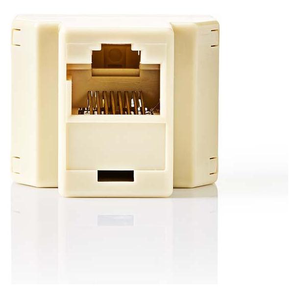 Nedis Telefon Network Splitter | RJ45 Buchse | 2x RJ45 Female | Vernickelt | Elfenbein | PVC | Box (CTGB90991IY)
