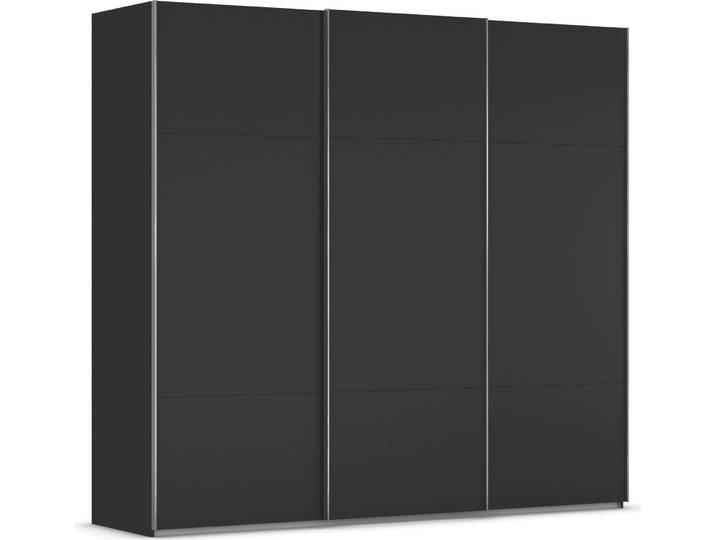 Schwebetürenschrank, Holzwerkstoff, Schwarz, 242×223×68 cm, 3 Kleiderstangen, Klassisch, Rauch