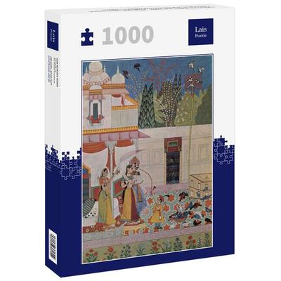 Lais Puzzle Indischer Maler von 1662 - Râgmâlâ-Serie, Szene: Edelmann und Dame beobachten Tauben 1000 Teile