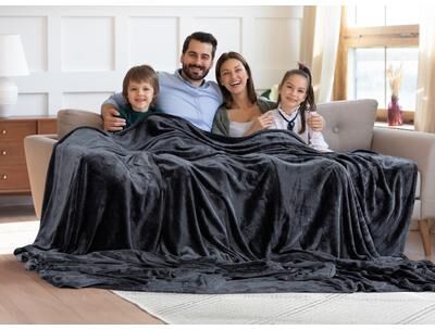 Huge Flannel Family Blanket by BrylaneHome in Charcoal